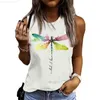 Koszulka damska zabawne powiedzenie koszule niech to jest abstrakcyjne listew czołgi dla kobiet Dragonfly graficzne koszulki z rękawami