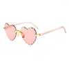 Solglasögon Casual Heart Shaped Frameless 2023 Retro Women Brand Designer Fashion Rimless Gradient Sun Glasses#3