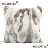 Taie d'oreiller Ms.Softex Fourrure Naturelle Casework Real Rabbit Er Doux Coussin En Peluche Décoration De La Maison T200601 Drop Delivery Textiles De Jardin B Dh1Ds