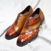 Men's Lace-Up Dress Genuine Patent Leather Oxfords Office Formal Shoes for Men Crocodile Pattern Wedding Party Footwear b