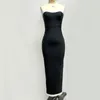 カジュアルドレス工場卸売女性の黒いオレンジストラップレス弾性スキニーセクシーなブティックセレブカクテルパーティー包帯ロングドレス
