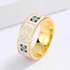 Classic18k Gold Men's Ring Fashion Oregelbundet mönster Vit hand emalj smycken ring för kvinnor 925 Stamp Hot Sale Wedding Rings L230704