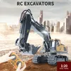 Electric RC Car RC Excavator Bulldozer 1 20 2 4GHz 11CH Construction Truck Engineering Vehicles with Light Music Christmas Gift Toys for Kids 230714