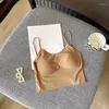 Camisoles Tanks2023夏のセクシーなブラジャー女性のシームレスパッドストラップシルクトップフィットネスボトム汎用性