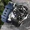 20 мм 21 мм 19 22 мм Высококачественный резиновый силиконовый часы Fluor Silicone Watch Fit для нового Seamaster 300 Black Blue Soft Strap255e