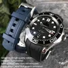 20mm 21mm 19 22mm جودة عالية الجودة مطاطية سليكون السليكون حزام حزام ملائم لـ Seamaster 300 Black Blue Soft Strap255e