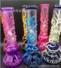 Smoking Pipes Tall Glow In The Dark Luminous Glass Bong Beaker Dab Rig Water Pipe 25mm Bowl Hand Painted Flowers Drop Delive Dhibl