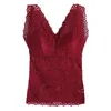 Camisoles & Tanks Sexy Lace Long Cami Bra Crochet Vest Women Floral Padded Ladies Underwear Solid Color