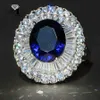Yayi Biżuteria moda Księżniczka Cut 55CT Blue Sapphire Naturalny cyrkon Srebrny kolor zaręczynowy Pierścienie weselne L230704