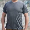 Erkek Tişörtler Yuvarlak Boyun Hızlı Kuru Taktik Kısa Kollu T-Shirt Açık T-Shirt Yaz Yürüyüş Kampı Balıkçılık Kısa Kollu Üst Cep L230713