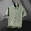Летняя мужская шелковая рубашка, короткие рукавы, гладкие, тонкие, устойчивые к морщине, деловая одежда, средних лет и молодые рубашки