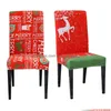 Dekoracje świąteczne krzesło er poliester Caroon Elk Elk Eds ers Washable Elastic Home El Banquet Party Decor VT1836 Drop Gelive Dhcrk