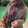 Scarves 2023 Designer Korean Fashion Women's Autumn And Winter Warmth Pure Wool Ladies Scarf High Quality Plaid Long Fringed Bib