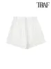 Short femme TRAF femmes mode avant plissé blanc jupes Vintage taille haute fermeture éclair mouche femme jupe Mujer 230713