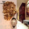 Wall Lamp Vintage Luxury Lion Animal Shade Modern Home Decor Kitchen Light Bedroom Indoor Lighting Sconce