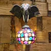 Lampa ścienna Południowo -Wschodnia Azji dekoracyjna słonia stóp do kąpieli salon romantyczny bar kawowy