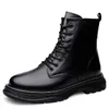 Botas de piel auténtica de talla grande 37-46 para hombre, botas de invierno cálidas con piel, botas de vestir al tobillo, Bota Masculina