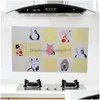 Other Decorative Stickers Kitchen Greaseproof Self-Adhesive High-Temperature Tile Wall Stickeres Waterproof Cartoon Creativity Wallp Dhfov