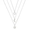 Pendentif Colliers À La Mode En Acier Inoxydable Pour Soleil Lune Étoile Collier Avec Carton Mignon Élégant Bijoux Femmes Filles