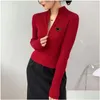 Women'S Knits Tees Womens Women Tops Cardigan Sweater Met Ritsen Short Style Lady Slim Jumpers Shirt Design S-Xl Drop Delivery A Dh04L