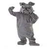 2019 usine nouveau costume de mascotte de bouledogue cool gris équipe d'animaux de l'école Cheerleading tenue complète adulte Size248G