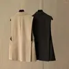 Женские жилетки Стильная куртка для жилета кожа Blazer одно пуговица Осень чистого цвета.