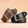 Luxury Men Vintage Cowhide Belt Wysokiej jakości męska moda 100 oryginalna skórzana talia pasek stopowy końcówka ziarna skórzany pasek L230704