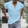 T-shirty męskie vintage bawełniane koszulki mężczyzn Solidny kolor krótkiego rękawu Załoga szyi Henry T Shirt Summer Casual Męskie Tees Lose Tees Streetwear L230715