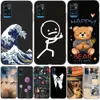 För ZTE Blade A71 Case Phone Back Cover Black TPU Case Dog Cat Flower Mönster