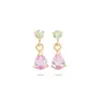 Stud Geometric Yellow Pink Cubic Zirconia Gold Plated Vermeil 925 Sterling Silver Cute Small Dangle Drop Earring 230714