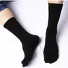 Men's Socks Men Cotton Mid-tube Five Finger Autumn Solid Color Breathable Toe Separated Business Dress MKB006