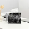 Tissue Boxes Napkins PU Leather Tissue Box Marble Pattern Napkin Tissue Holder Papers Bag Container Cosmetic Box Case Pouch Organizer Desktop Deco R230715
