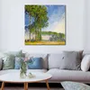 Poplars View From the Marsh Hand Painted Claude Monet Canvas Art Impressionist Landscape Painting for Modern Home Decor