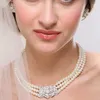 Qushine nouveauté mariée 3 couches Imitation perle collier ras du cou pour les femmes mariage perle ensembles de bijoux