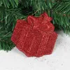 Julekorationer 1 st träd levererar färger presentförpackning Xmas prydnadsstorlek 9cm glitterpulverpartihelger hängen