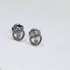 Stud Brand Pure 925 Sterling Silver Earrings Small Heart Lucky Diamond Round Back Stud Earrings Pink Gold Luxury Top Quality 230714