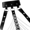 Mens Fashion Harness Party Clubwear Body Shoulder Chest Belt Buckle Pu Leather Harness Gay Man Punk Gothic Metal Chain Halter L230704