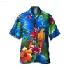 Camisas casuais masculinas Moda Parrot Plant Print Shirt Camisa masculina Haiian Praia Manga curta Tops Camisetas verão oversized 5xl camisa streetwear L230715