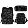 School Bags Teen Fashion Bag Mathematical Formula Printing Men Ladies Girl Backpack Lunch Messenger Pencil Case Gift Mochila