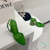 chunky Heeled shoes Green patent leather block heel pumps high heels buckle Ankle wrap closed toes shoe for women luxury designers factory footwear