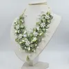 チョーカーナチュラルパールシェルと白い淡水真珠。織られた花のネックレス。 Women's Memorial Classic Jewelry20 "