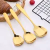 Spoons Gold Top Quality 1810 Stainless Steel 3 Sizes Flat Dinnerware Set For Soup Stirring Spoon Flatware Kitchen Accessories 230714