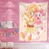 Tapeçarias Dome Câmeras Rosa Kawaii Anime Tarô Tapeçaria Dos Desenhos Animados Menina Mágica Fundo Tapeçaria Pendurada na Parede Estilo Boêmio Decoração de Casa