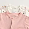 Rompers born baby boy girl jumpsuit cotton long sleeved pajamas jumpsuit for children 3 pieces/batch 230714