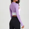 Active Shirts Femmes Manches Longues Yoga Crop Tops Dames Open Front Cardigans Pour Les Sports De Plein Air