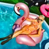 60 Inch Water Play Equipment Giant Summer Toy Inflatable Rose Gold Flamingo Riding Swan Swimming Pool Mat Float334B