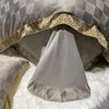 Bedding sets High quality satin jacquard and cotton luxury bedding set Fashion gold edge embroidery Duvet cover bedding 230715