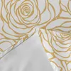 Table Cloth Flower Rose Golden Round Festival Dining Waterproof Tablecloth Cover For Party Decor Coffee Picnic Mat