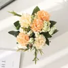 Matériel artificiel de tissu synthétique de fleurs décoratives mis en pot avec le vase pour le cadeau de fleur de décoration de mariage