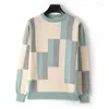 Pulls pour hommes Pull en cachemire mérinos Col rond Colorblock Pull Top Automne Et Hiver Fashion Square